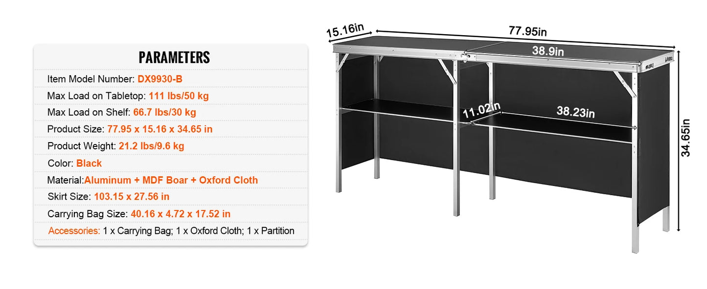 SucceBuy Portable Folding Bar Table | Trade Show Podium with Carrying Case