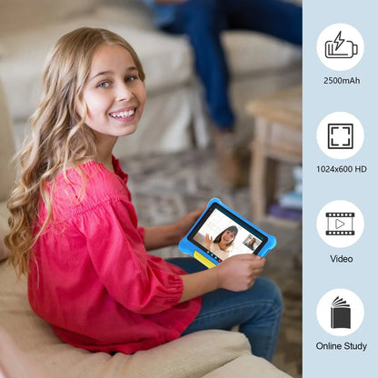 URAO 7" Kids Learning Tablet Bundle – Android 13, 5GB+32GB, Headphones, Stylus, Bag, Parental Controls