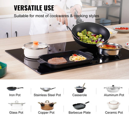 SucceBuy Built-in Induction Cooktop 2/4/5 Burners | 12/24/30in Ceramic Glass, Household & Commercial