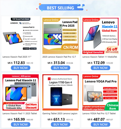 Lenovo Xiaoxin Pad Pro 2025 12.7" – 2.9K 144Hz, Dimensity 8300, Up to 12GB RAM, 256GB
