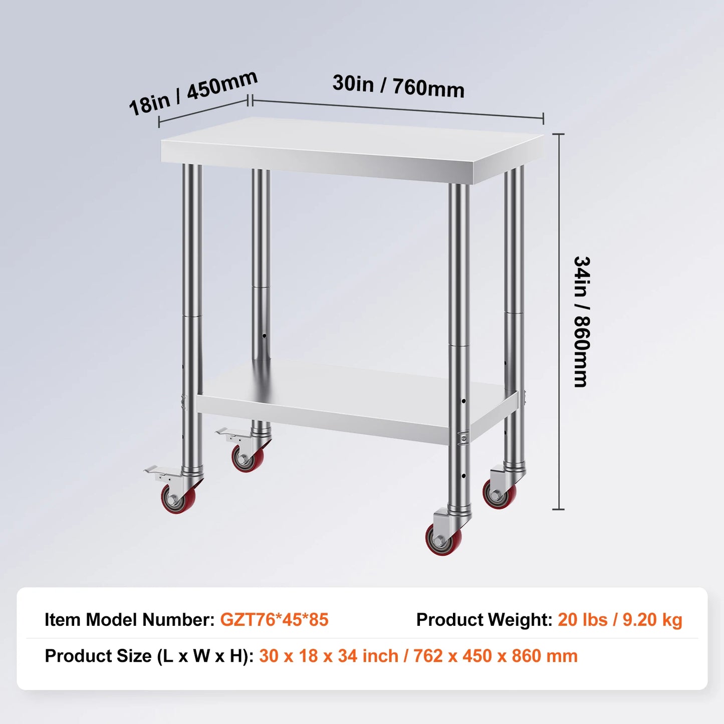 SucceBuy Stainless Steel Commercial Kitchen Worktable – Shelves & Caster Wheels