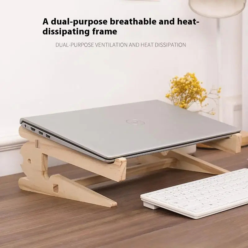 Wood Laptop Stand Lapdesk – Assembled Riser, Cooling Bracket, Reinforced Support Base
