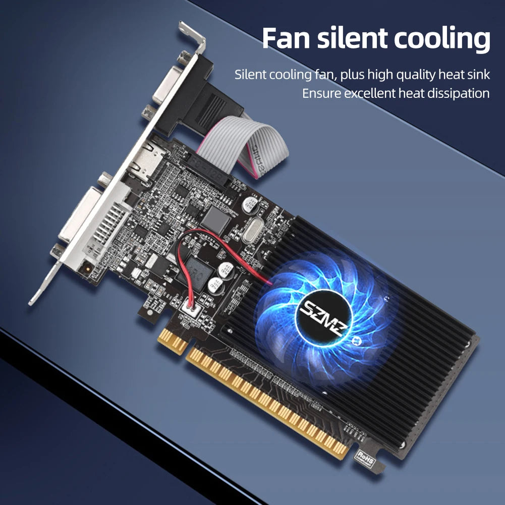 GT210 1GB Graphics Card | DVI VGA HDMI | Low Profile | PCIe 2.0 | Office & Gaming