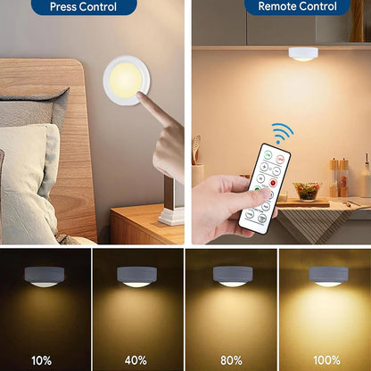 RGB LED Under Cabinet Light – 16 Colors, USB Rechargeable, Remote Control