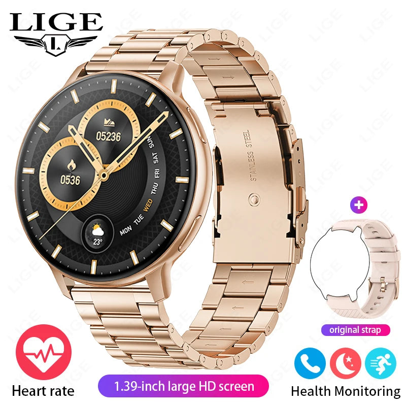 LIGE Bluetooth Smart Watch for Women – Custom Dial, Sport Fitness Tracker, iOS & Android (2026)