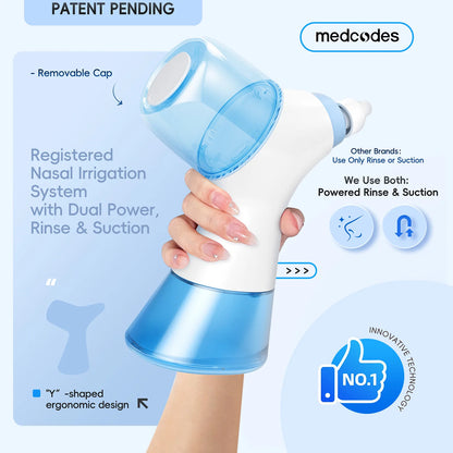 Electric Nasal Rinse Irrigator | 30 Salt Packets | Self-Cleaning | Sinus Relief