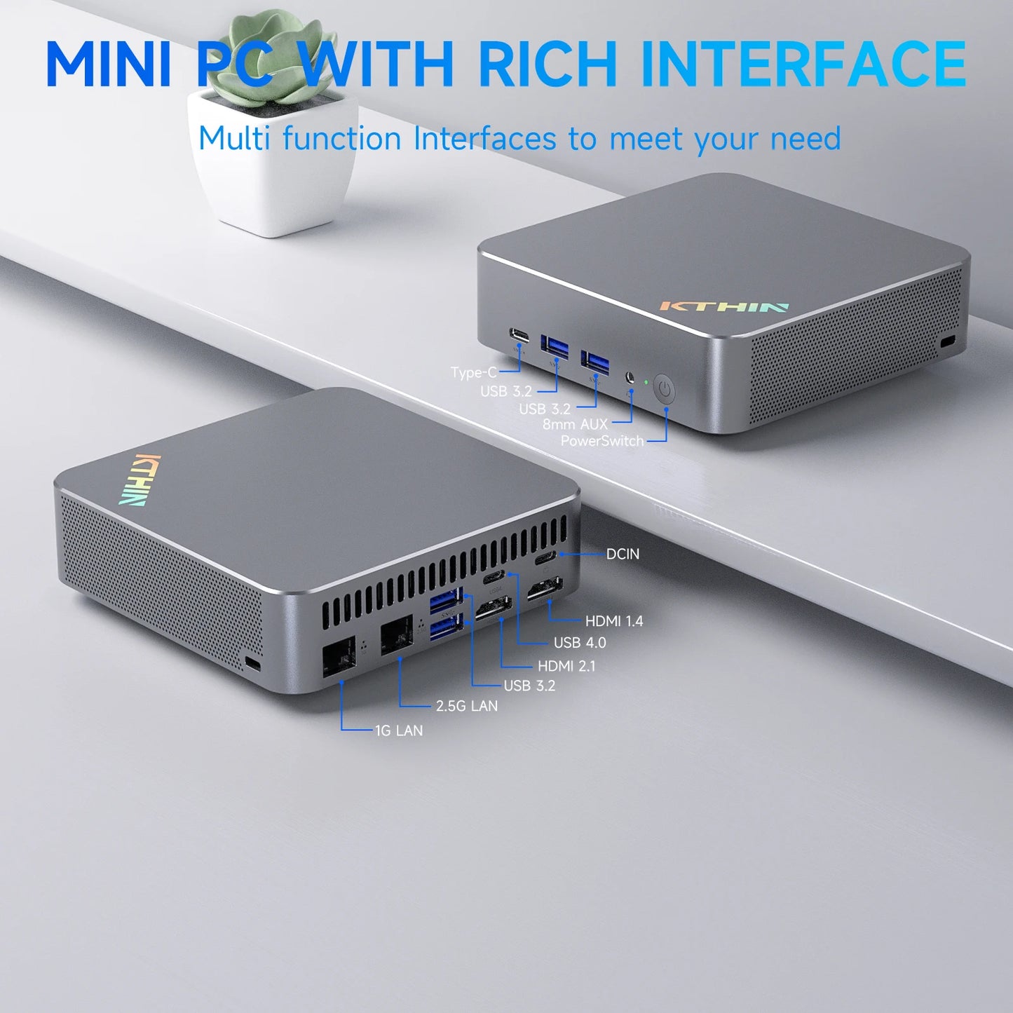 KTHIN OpenClaw Mini PC Intel i5-13600H – DDR5, USB4, 2.5G LAN, WiFi 6, Windows 11