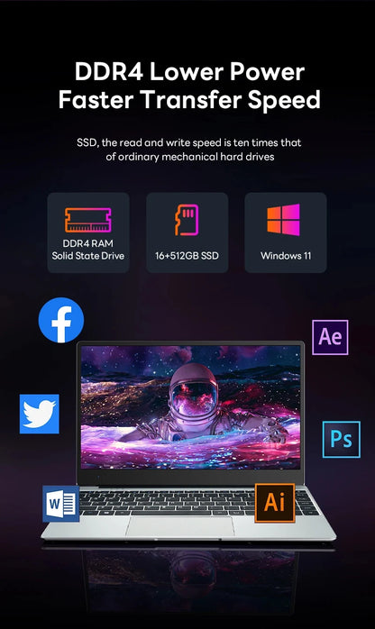 14.1" Gaming Laptop – Intel Core i9-10980HK, 16GB RAM, up to 2TB SSD, Windows 11 | Portable Office & Gaming Notebook