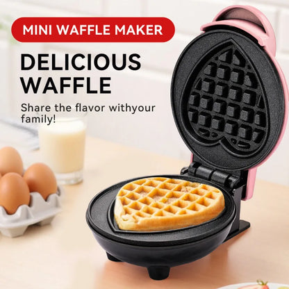 Mini Electric Waffle Maker – Double-Sided Heating, Sandwich & Breakfast Maker | Round & Heart Shape | US/EU/UK