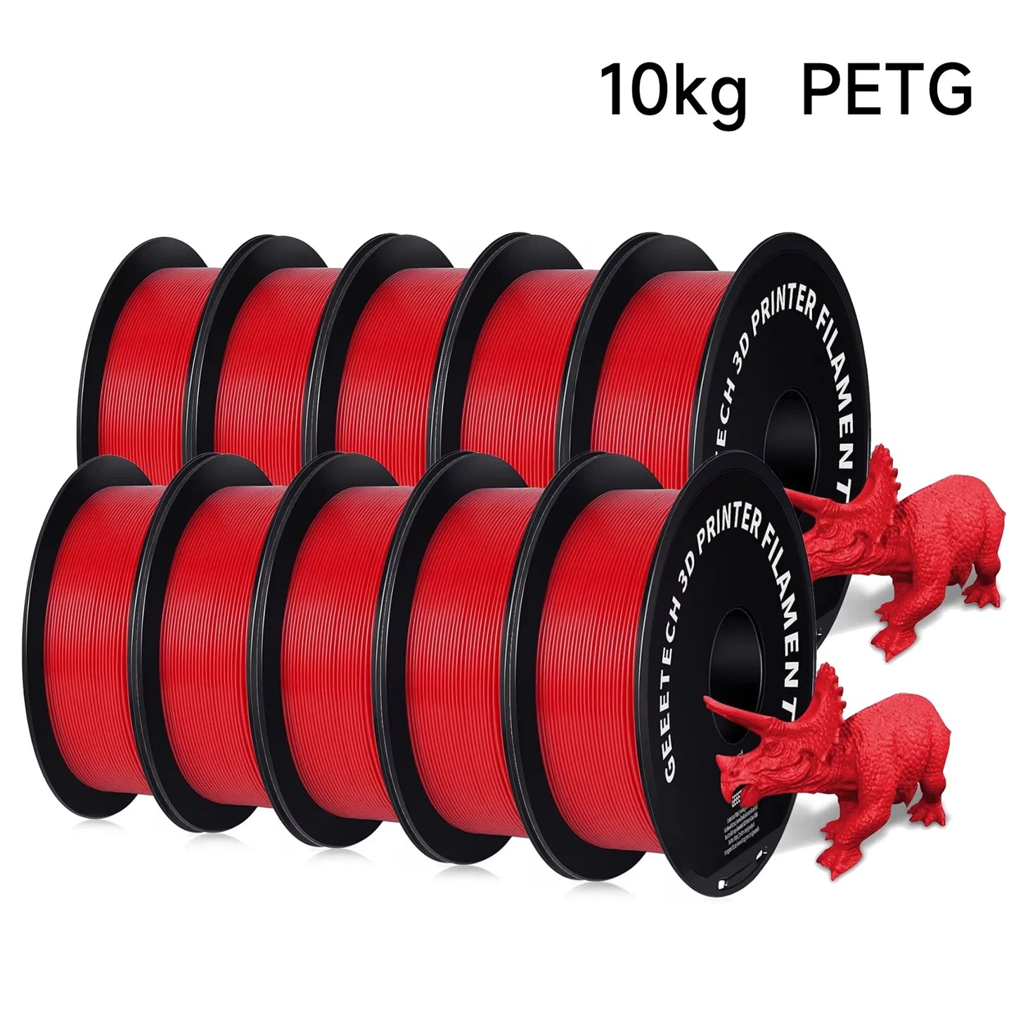Geeetech PETG Filament – 10 Rolls x 1KG, 1.75mm, Vacuum Packed, for FDM 3D Printers