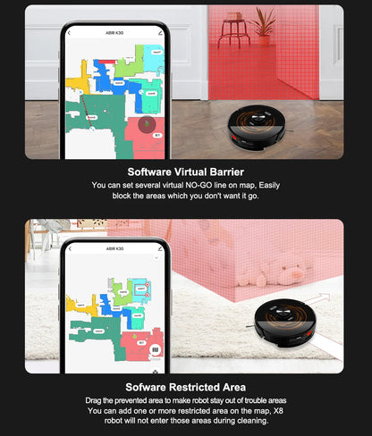 ABIR K30 Robot Vacuum Cleaner – Auto-Empty Dock, UV Spot Cleaning, 6500Pa, Multi-Floor Map