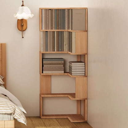 Solid wood corner bookshelf rack by R.E.D. Shopping, multi-layer storage stand for home living room corner shelving.