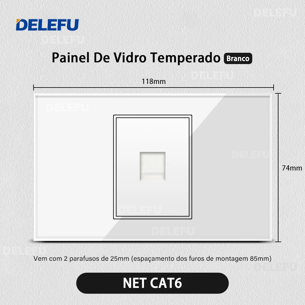 DELEFU Tempered Glass Smart Wall Socket with USB-C | Tuya WiFi | 10A–20A
