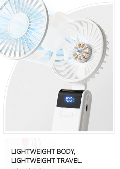 WO.Poblwc Handheld Mini Fan – 1800mAh Foldable, 5-Speed USB Rechargeable, Neck Hanging, Phone Stand, for Home & Outdoor