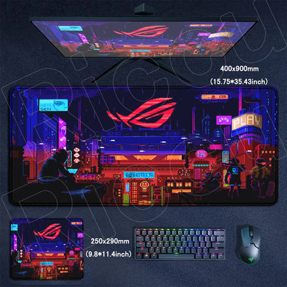 Black Anime XXL Gaming Mouse Pad – Lock Edge, HD Print, Anti-Slip Desk Mat, Multiple Sizes