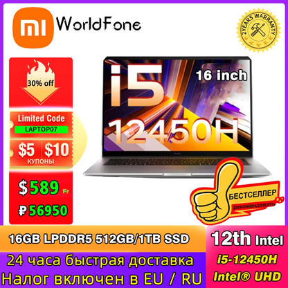 Xiaomi RedmiBook 16 – Intel i5-12450H/i5-13500H, 16GB, 512GB/1TB, 16" 120Hz