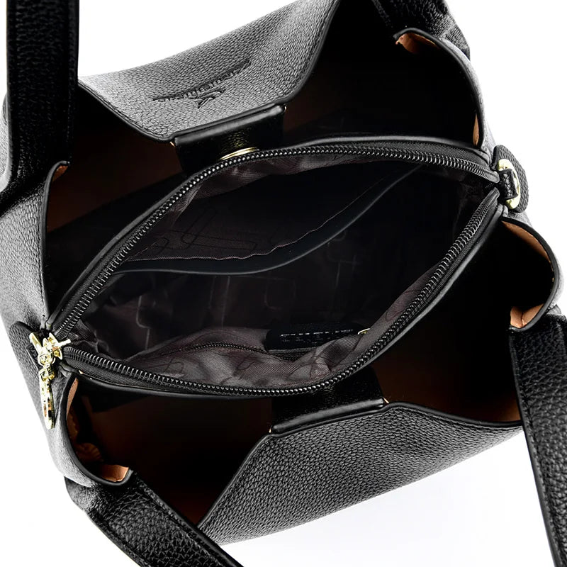 Soft PU Leather Tote Bag - Large Capacity Women's Shoulder Handbag
