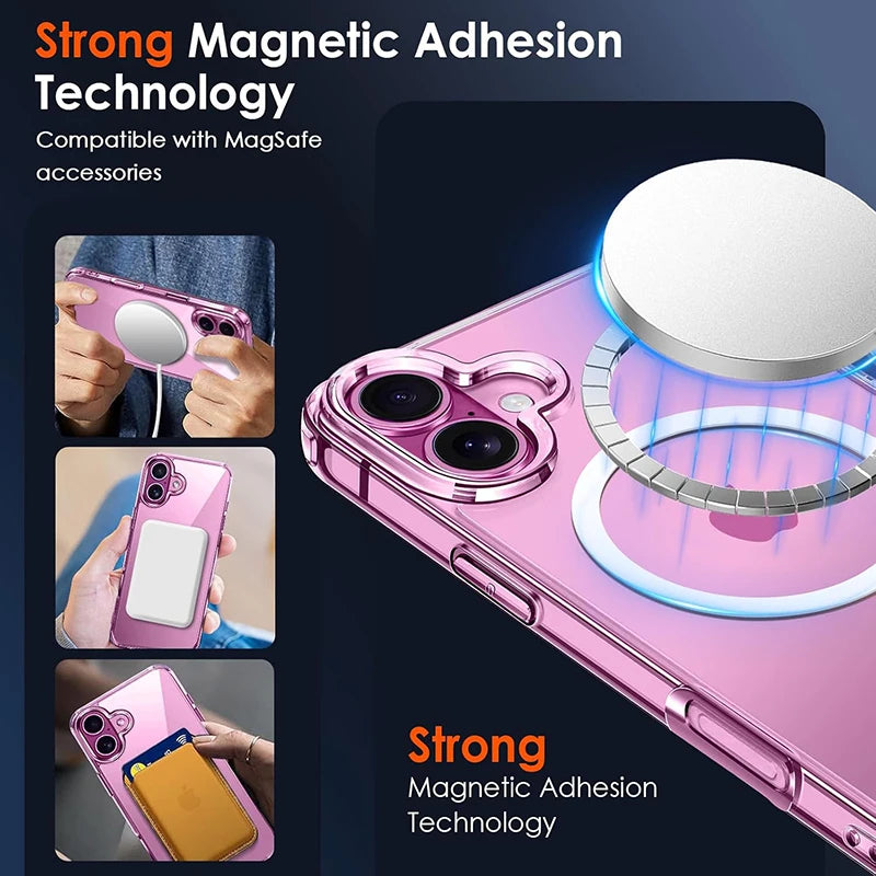 Magnetic Wireless Charging Case for iPhone 12–17 – MagSafe Compatible Transparent Cover