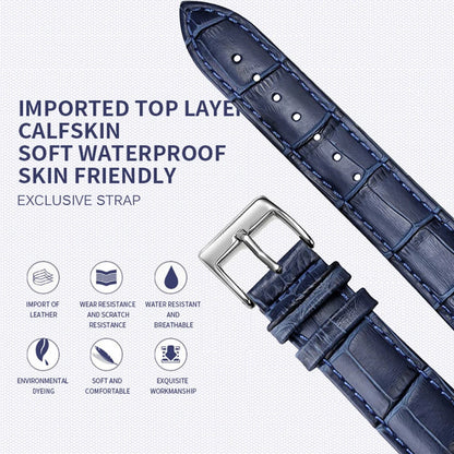 Premium Genuine Leather Watch Strap | 12–24mm, 9 Colors + Tool