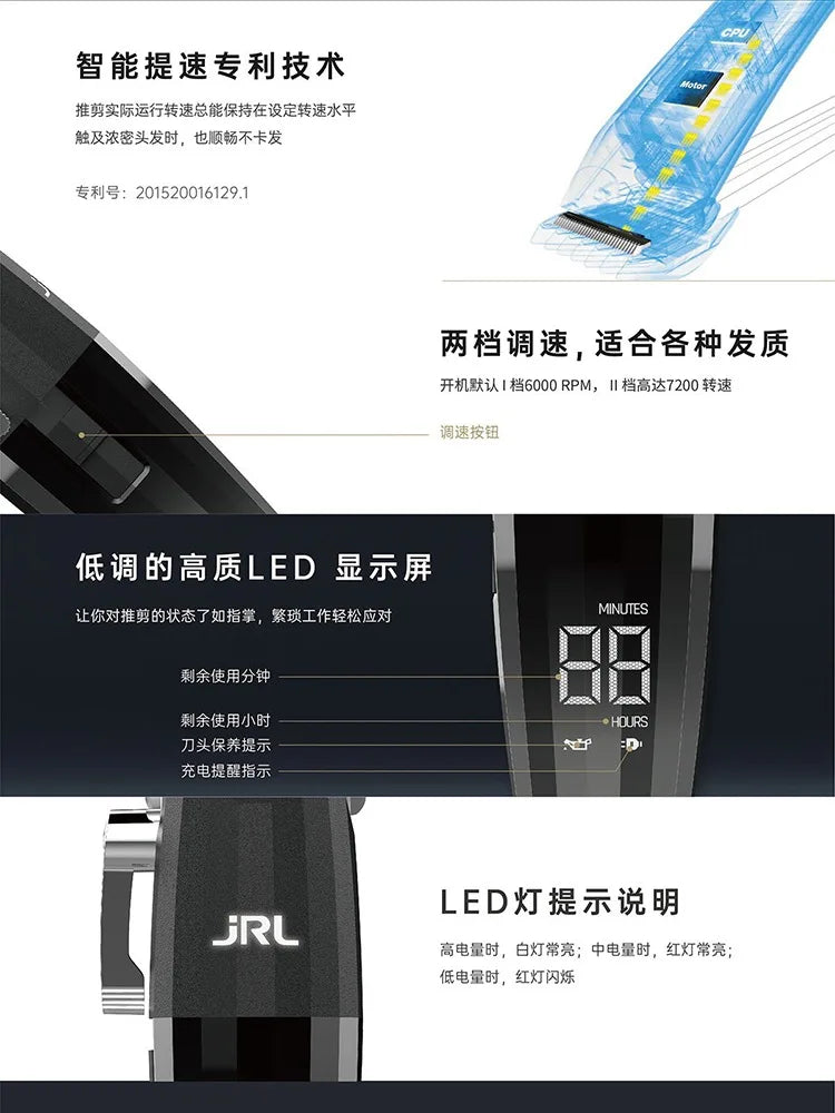 JRL 2020C/T Professional Hair Clipper – Gold & Silver, Barber Set Options