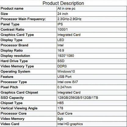 24-inch R.E.D. Shopping all-in-one gaming PC with touch screen, Core i7/i9 processor, sleek monoblock desktop computer.