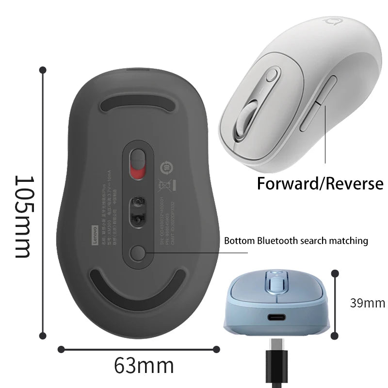 Lenovo Xiaoxin Plus Bluetooth Dual-Mode Silent Wireless Mouse – Rechargeable, 1600 DPI