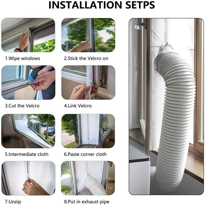 AirLock Window Seal for Portable Air Conditioner – 3m/4m Flexible Cloth Sealing Plate with Zip