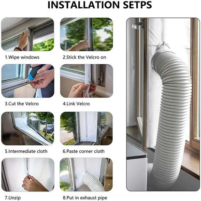 AirLock Window Seal for Portable Air Conditioner – 3m/4m Flexible Cloth Sealing Plate with Zip
