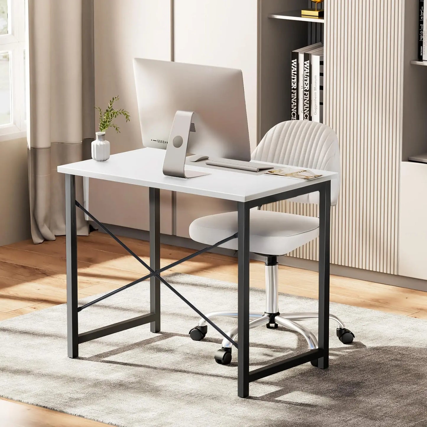 JHK Computer Desk | 5 Sizes, Modern Metal Frame & Wood Top