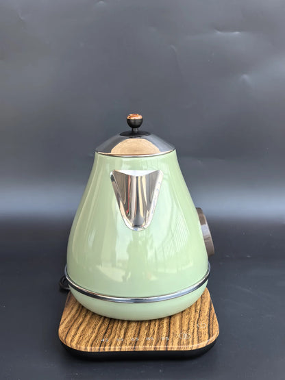 Vintage Wooden Grain Electric Kettle – 1.7L, 304 Stainless Steel, Temperature Control, 220V