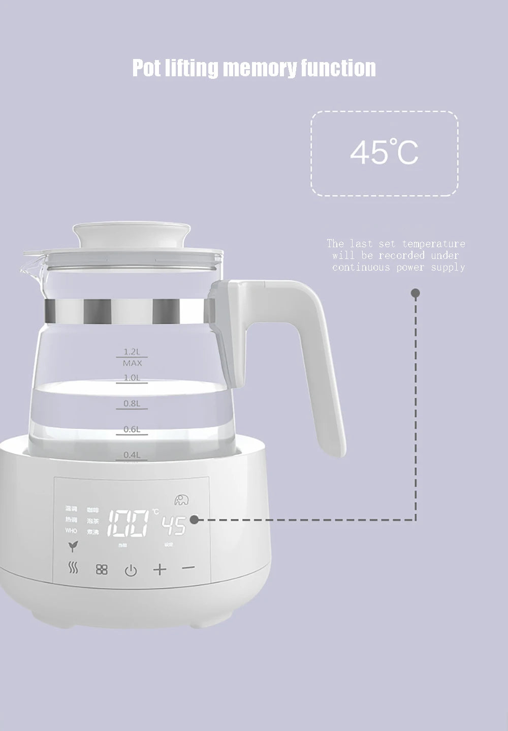 Smart Baby Milk Warmer & Kettle 1.2L – 24H Keep Warm, 220V
