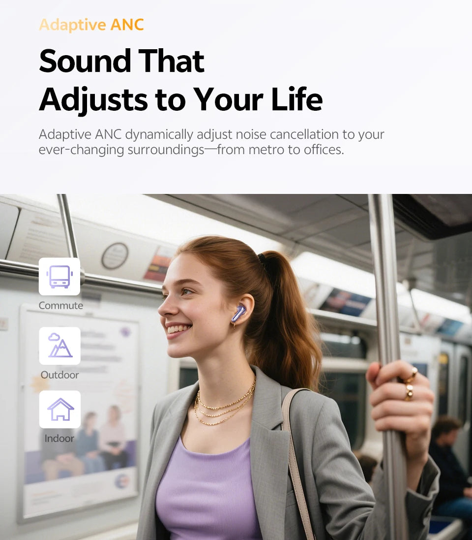 QCY MeloBuds N70 Wireless Earbuds – ANC, Bluetooth 6.0, LDAC, 50H, IPX5