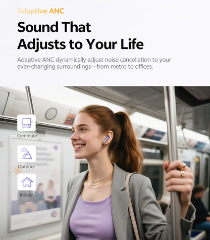 QCY MeloBuds N70 Wireless Earbuds – ANC, Bluetooth 6.0, LDAC, 50H, IPX5