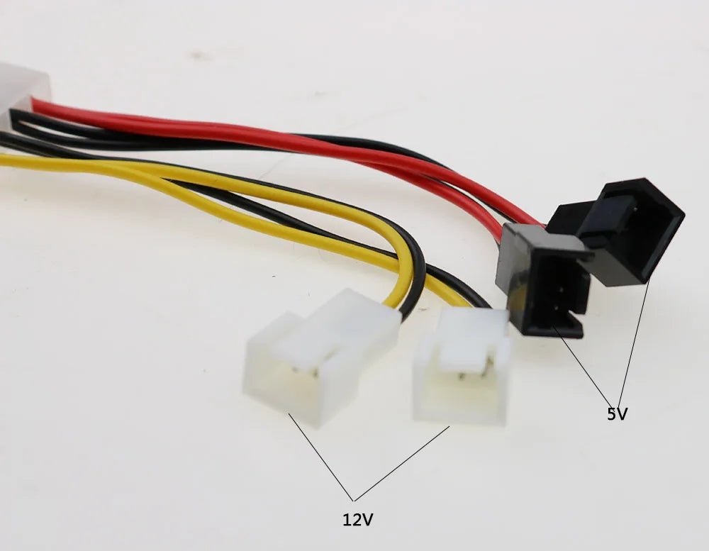 4-Pin Molex to 3-Pin Fan Power Cable Adapter – 12V PC Case & CPU Cooling Fan Connector (2-Pack)