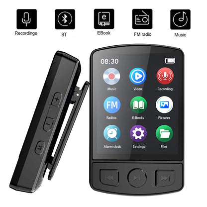 Portable Bluetooth 5.2 MP3/MP4 Music Player – 1.8" Screen, FM Radio, E-Book, Recorder, Clip Sport Walkman