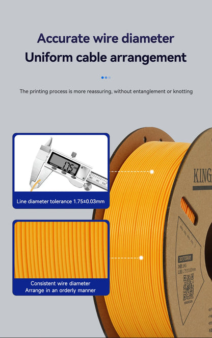KINGROON PLA Filament 1.75mm – 5 or 10 Rolls, Mixed Colors, No Bubble