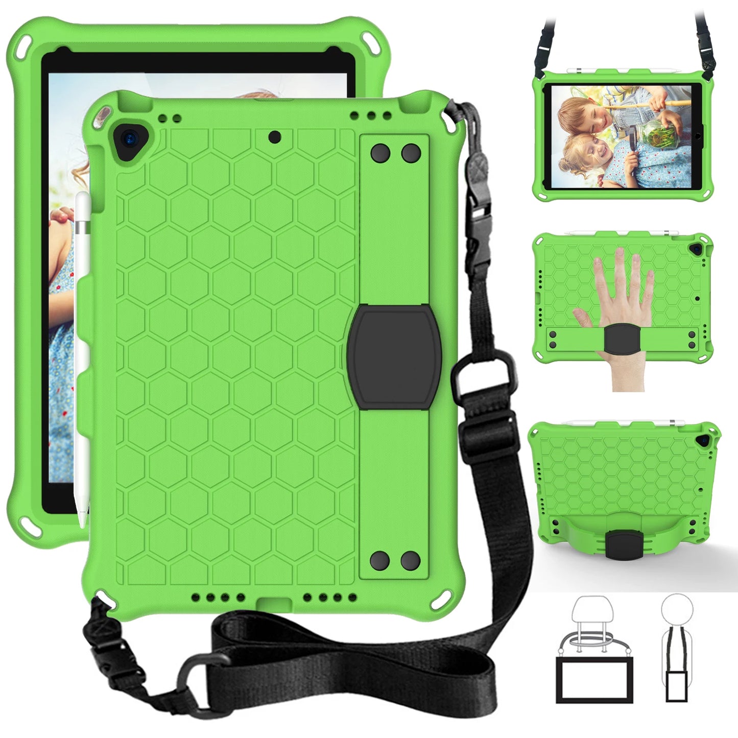 Shockproof iPad Case with Hand Strap & Stand – Fits iPad 10.9, Pro 11, Mini, Air & More