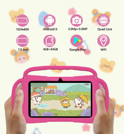 Children's Tablet 7" – Android 13, 5G WiFi, 4GB RAM, 64GB, Quad Core, 4000mAh