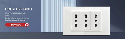 DELEFU Black Tempered Glass Wall Socket – USB Type-C Fast Charging Schuko & Italy