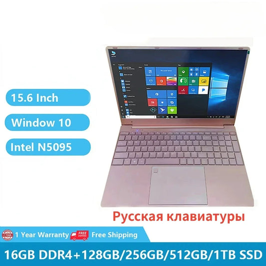 Pipo 15.6" Laptop – Intel Celeron N5095, 16GB DDR4, up to 1TB SSD, Pink/Silver, Windows 10