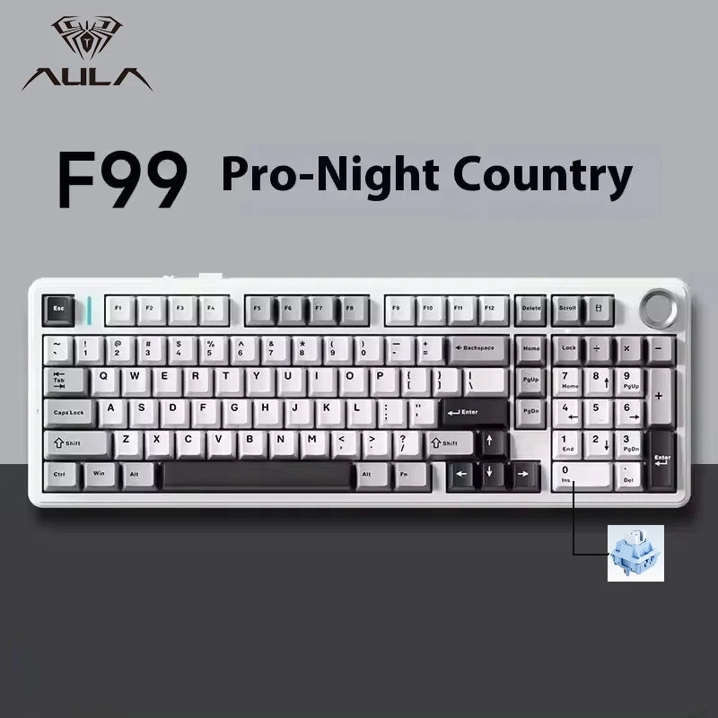 AULA F99 Pro 96% Gaming Mechanical Keyboard – Tri-Mode BT/2.4GHz/USB-C, Hot-Swap, 8000mAh, RGB, PBT Keycaps