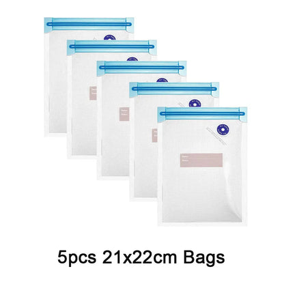 Sous Vide Vacuum Sealer Bags & Manual Pump – Reusable Food Saver Bags for Kitchen Food Storage