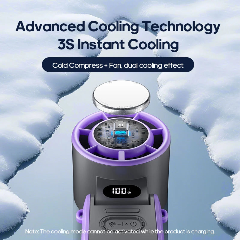 KINSCOTER Foldable Handheld Fan – 3600mAh, 100-Speed, Ice Cooling