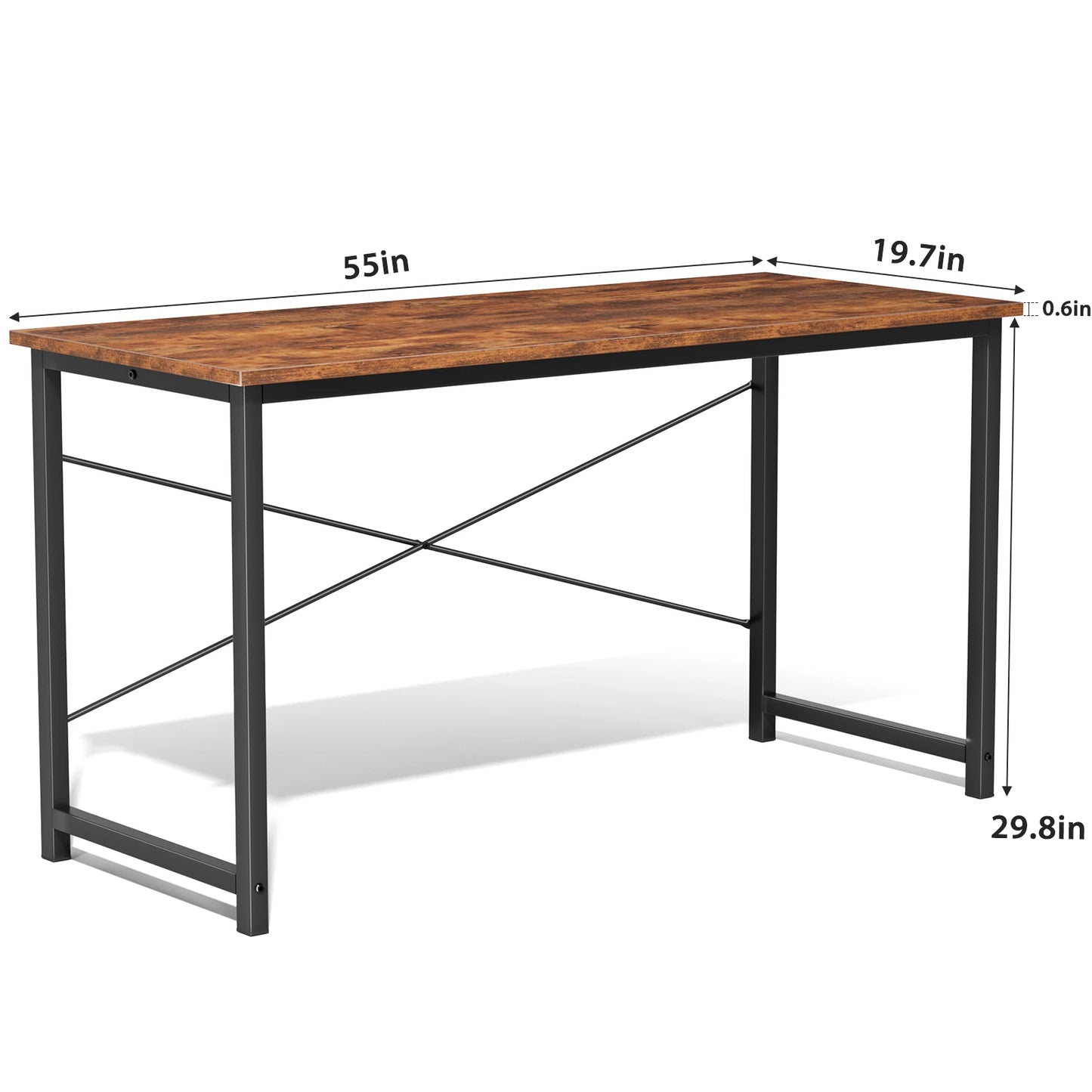 JHK Compact Office & Gaming Desk – Metal Frame Wood Tabletop, Easy Assembly