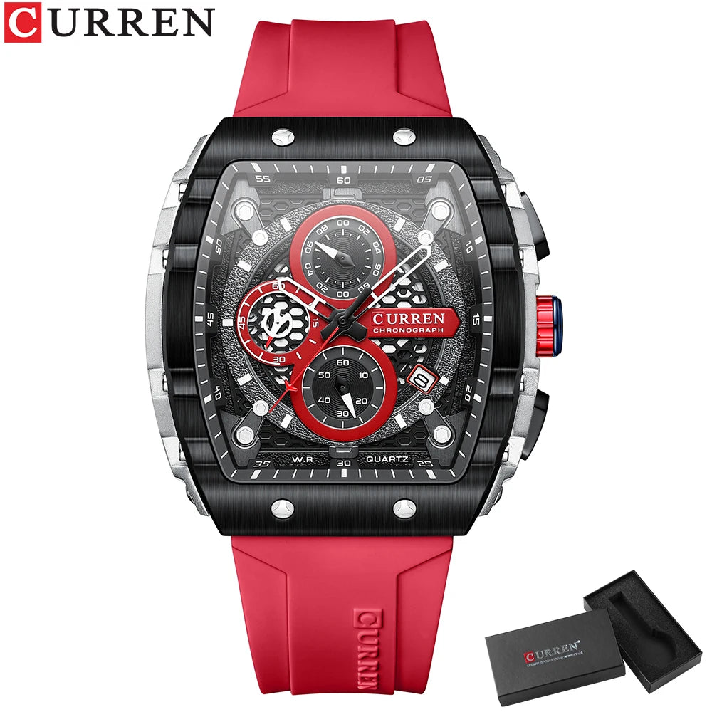 CURREN Men's Fashion Watch – Unique Square Design, Luxury Quartz Sport, Waterproof