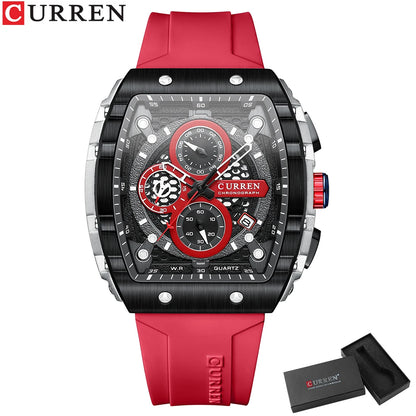CURREN Men's Fashion Watch – Unique Square Design, Luxury Quartz Sport, Waterproof