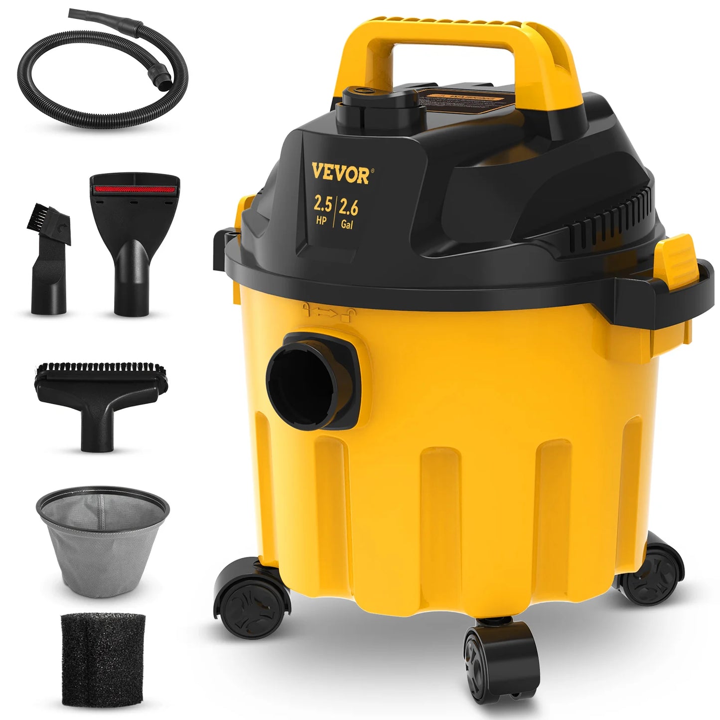 SucceBuy Wet Dry Vac 2.6 Gallon | 2.5 Peak HP | 3-in-1 Shop Vacuum with Blower