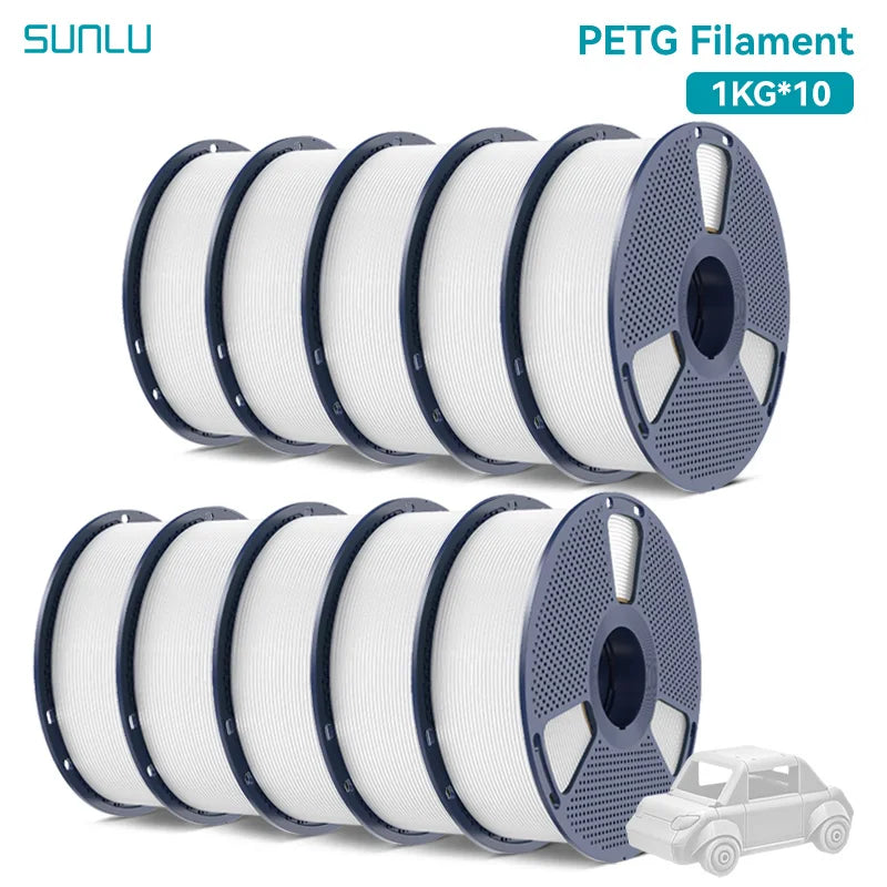 SUNLU 3D Printer Filament – 10 Rolls 1.75mm PLA / PETG / PLA+, 1KG Each, EU & US Warehouse