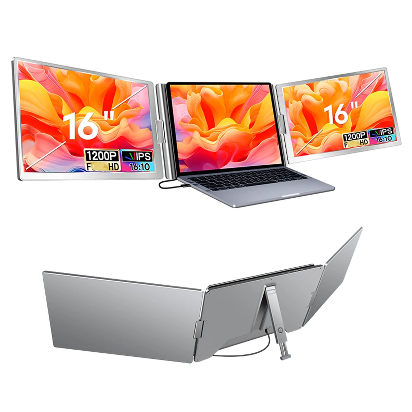16" Laptop Screen Extender – FHD Triple Monitor for 12-18.5" Laptops