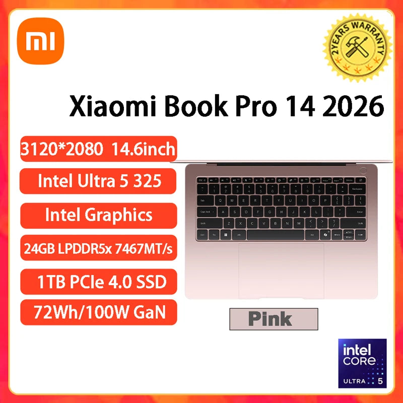 Xiaomi RedmiBook Pro 14 2026 – Intel U5-325H/U5-338H/U7-358H, 24GB/32GB, 1TB